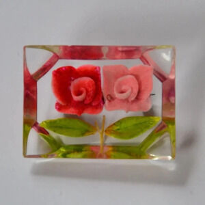 Vtg Reverse  Carved Rose Brooch